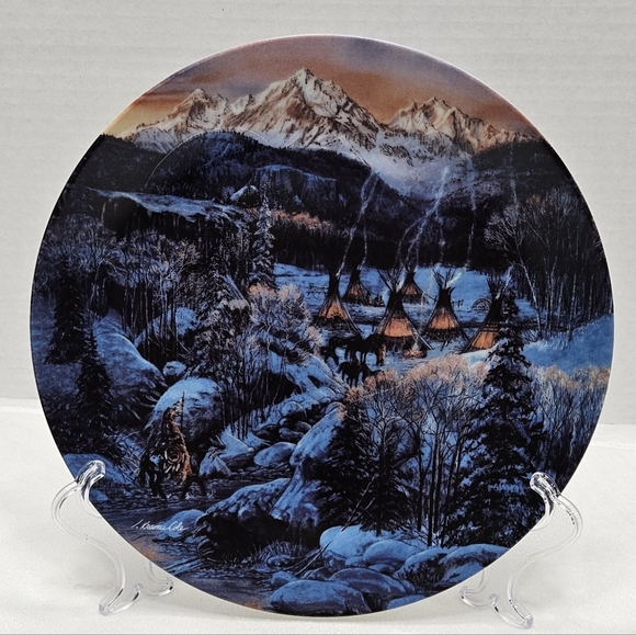 Julie Kramer Cole The Faces Of Nature Plate "TWO BEAR CAMP" Native Americans - Picture 3 of 3